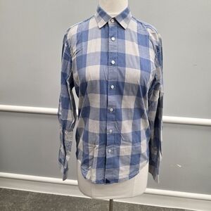 UNTUCKit Men's Blue and White Plaid Shirt